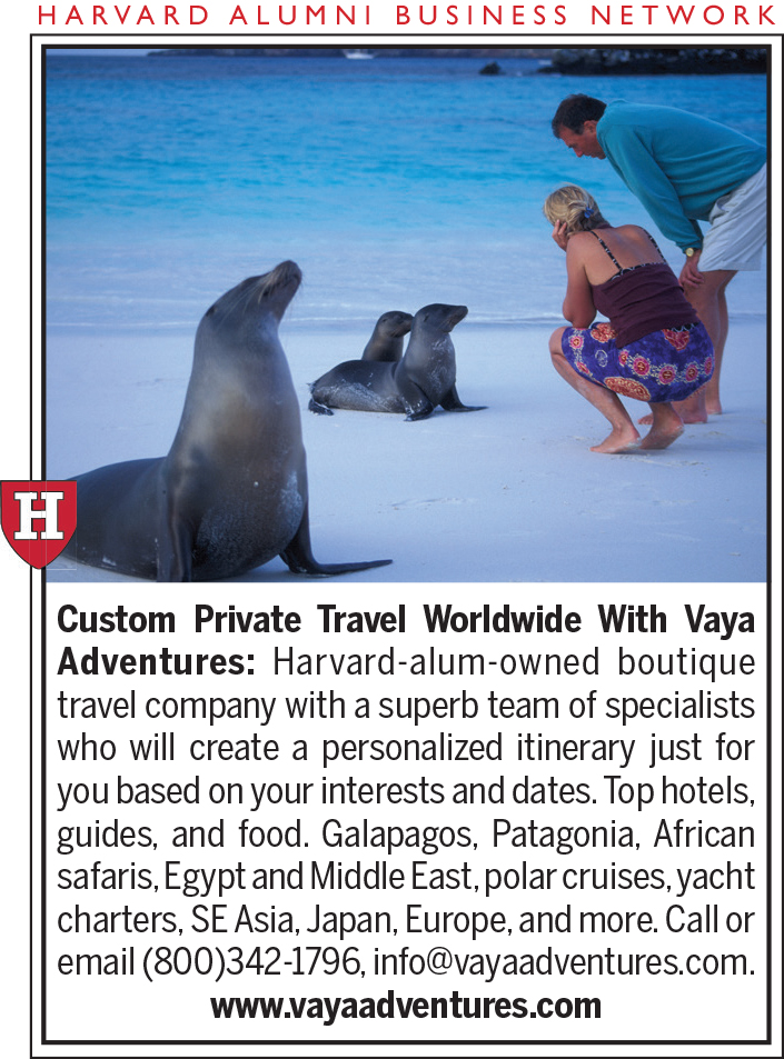 3 seals on a beach with a man and a woman looking at them. Vaya Adventures. Harvard-alum owned boutique travel company with a superb team of specialists who will create a personalized itinerary just for you based on your interests and dates. Top hotels, guides, and food. Galapagos, Patagonia, African safaris, Egypt and Middle East, polar cruises, yacht charters, SE Asia, Japan, Europe, and more!