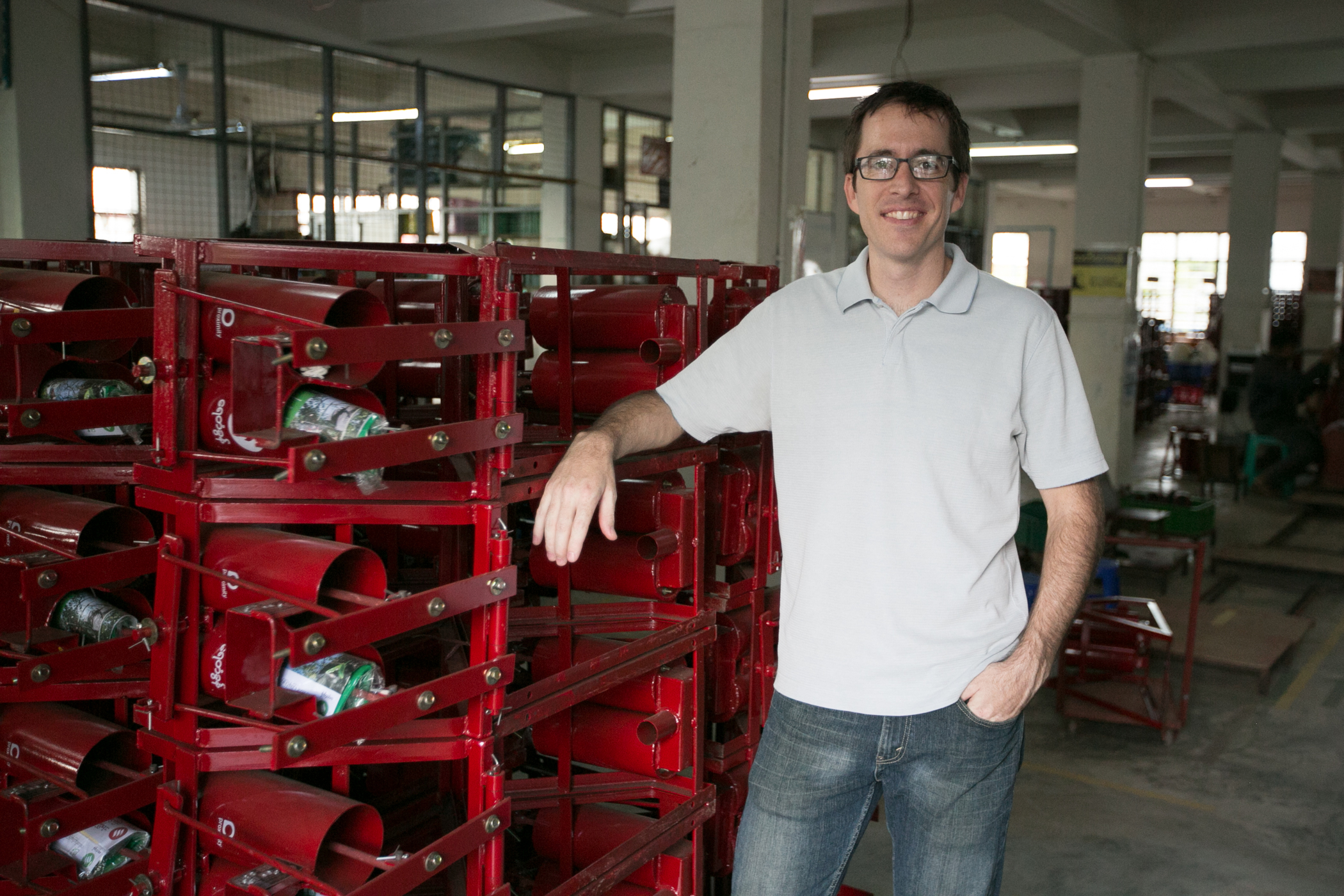 Photograph © Tim Mitzman for Proximity Designs 2013 Manufacturing manager Todd Murphy, an engineer, at Proximity's factory and assembly facility in northeastern Yangon