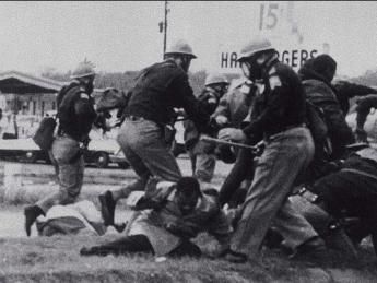 Photo of Bloody Sunday during voting rights march, Selma, Alabama