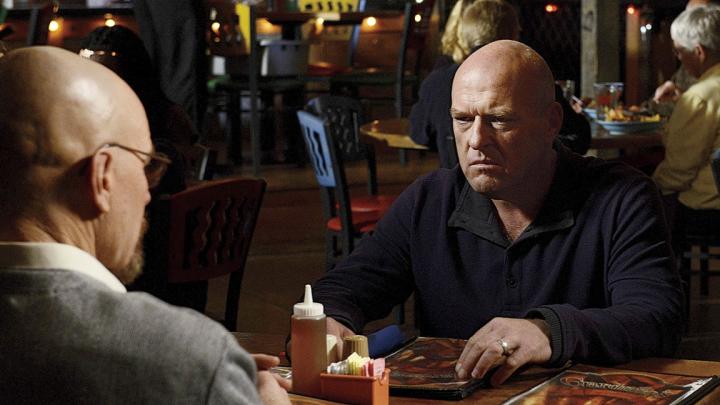 Dean Norris, at right, in the television series <i>Breaking Bad</i> with Bryan Cranston 
