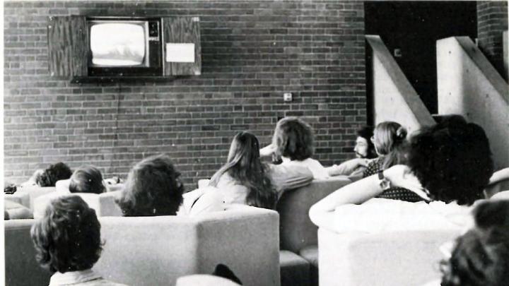 Harvard students watching the Watergate hearings.