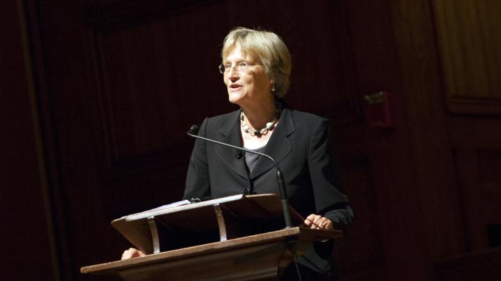 Harvard president Drew Faust marks the start of the academic year with an address in Sanders Theatre. 
