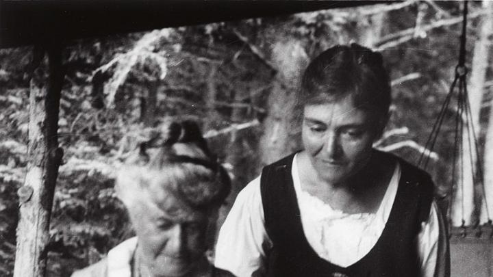 Millicent Todd Bingham looks over her mother’s shoulder in this double portrait from 1931.