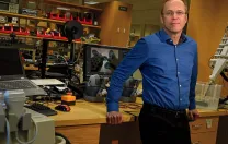 Pierre Dupont standing in pediatric surgical research lab at Boston Children's Hospital