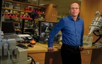 Pierre Dupont standing in pediatric surgical research lab at Boston Children's Hospital
