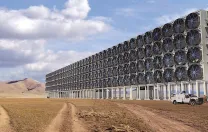 A rendering of David Keith&rsquo;s proposed modular carbon-capture plant; he says such plants will not solve the carbon emissions problem. 