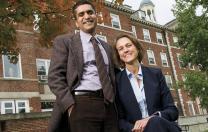 Rakesh and Stephanie Khurana of Cabot House, in front of their domain 