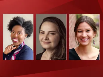 Photographs of Harvard Forward petition candidates for Board of Overseer: Yvette Efevbera, Natalie Unterstell, and Megan Red Shirt-Shaw