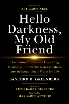 Book cover featuring the title "Hello Darkness, My Old Friend" with a black background and white text.