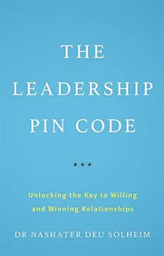 Book cover featuring light blue background with white text: "THE LEADERSHIP PIN CODE."