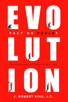 Bright red book cover with large white text reading "EVOLUTION" and subtitle below.