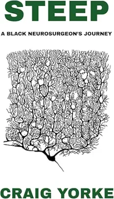 Black and white illustration of neural connections with the title "STEEP" and author's name below.