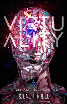 Colorful digital artwork of a fragmented human head against a cosmic background.