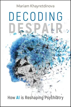 Book cover featuring the title "Decoding Despair" and a fragmented face graphic, in blue and white.