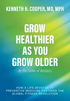 Book cover featuring the title "Grow Healthier as You Grow Older" with a gradient background.