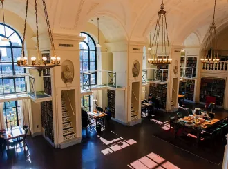 Sunlit library room at the Boston Atheneum