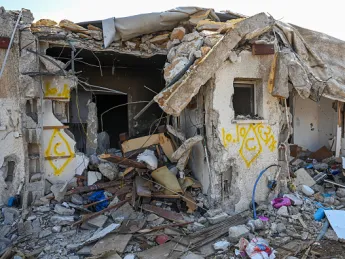 Building in ruins after attack