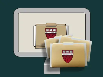 montage of folders with HLS shield going into a computer demonstrating digitization
