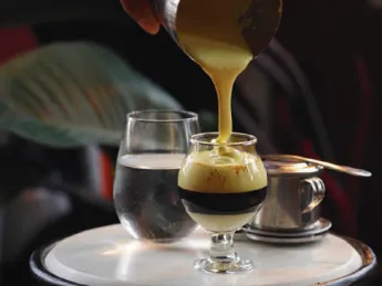 The creamy “Sai  Gon Latte” at Cicada Coffee Bar in Central Square