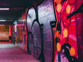 wall painted creatively with vibrant colors