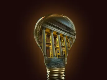 lightbulb with Harvard inside