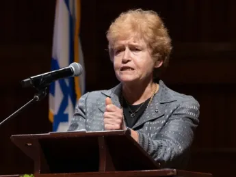 U.S. Special Envoy for Monitoring and Combating Antisemitism Deborah Lipstadt speaks at the Harvard Jewish Alumni Alliance summit. 