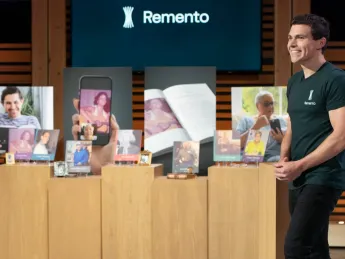 Charlie Greene pitches his startup, a tech-driven family memory book, to Shark Tank