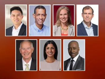 Top row, left to right: Lanhee J. Chen, Mark A. Edwards, Mary Louise Kelly, Nathaniel Owen Keohane Bottom row, left to right:  Michael Rosenblatt, Anjali Sud, Courtney B. Vance