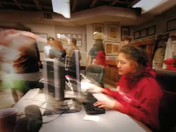 Late at night, Harvard Crimson staffers put to bed the last issue before winter break.