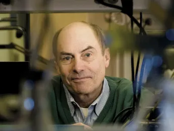 Louis Kunkel in  his laboratory at  Children’s Hospital