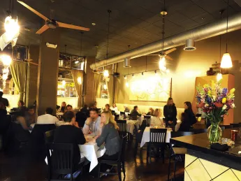 Soft lights and subdued colors make Bergamot a relaxing spot to dine.