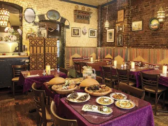 The small Baraka Café lays out a feast of North African fare. 