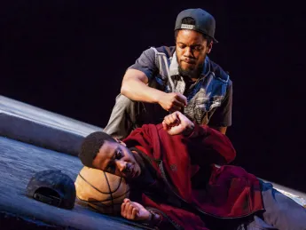 Photograph of the two actors on stage