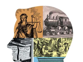 An illustration showing a human head in profile, suggesting the elements of distinctive Western psychology