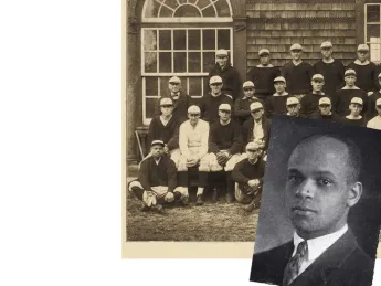 Student photograph of Earl Brown in 1920, and baseball team photo with Brown in 1924