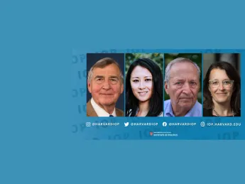 The panelists for the Harvard Kennedy School forum on China's rise: (from left) Graham Allison, Keyu Jin, Lawrence H. Summers, and Kelly Sims Gallagher