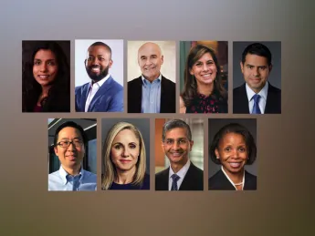 Portraits of the nine nominees for The Harvard Board of Overseers