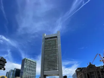 Photograph of the Federal Reserve building in Boston, home of Harvard Management Company
