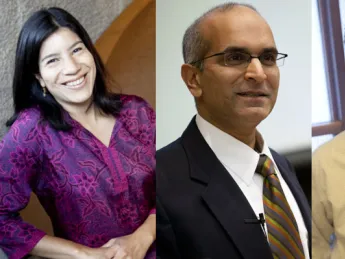 From left: Maya Jasanoff, Parimal Patil, Matthew Nock, Claudine Gay, and Robert Wood