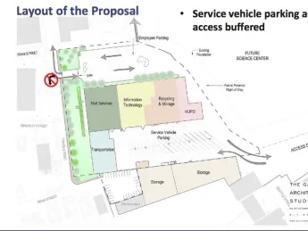 A proposed layout of 28 Travis Street, the new temporary home for the University's Campus Services. 