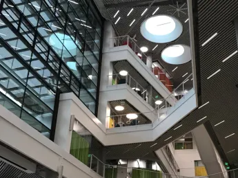 The main atrium in Harvard's new Science and Engineering Complex