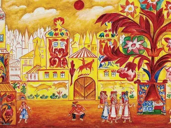 <em>The City Square,</em> 1937, a scene design by Natalia Goncharova for <em>Le Coq d’Or</em>