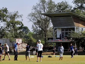 The buildings at the Magic Bus camp—like this cabin where campers sleep—were made from materials commonly used in Mumbai’s slums, so that visiting children from poor districts would encounter familiar materials used in new ways.