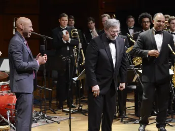 Onstage at Sanders, left to right: Joshua Redman '91, Tom Everett, Don Braden '85