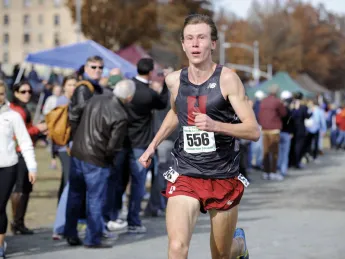 Maksim Korolev running last fall in the NCAA Cross-Country Regionals at Van Cortlandt Park in the Bronx