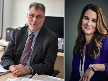 Photographs of Harvard and Radcliffe would-be honorands Martin Baron and Melinda Gates