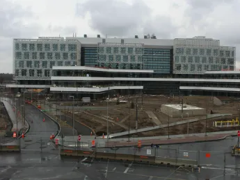 Photograph, Allston science and engineering complex with construction halted, April 9, 2020