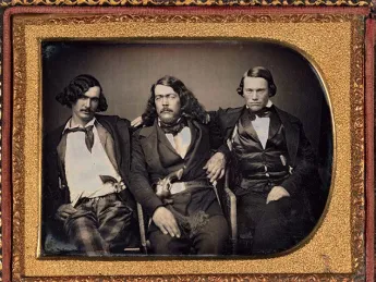 Circa 1853 photograph of Lawman Captain Harry Love and two of his California Rangers, the state's first law-enforcement agency