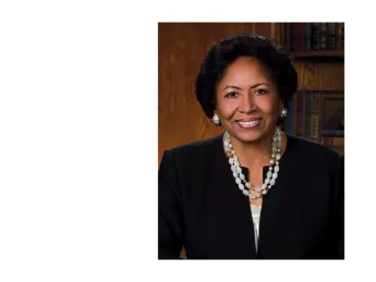 Photograph of Ruth J. Simmons, Harvard’s virtual graduation speaker in May