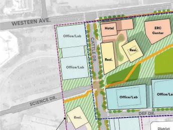 Project plan showing first and proposed second phases of Enterprise Research Campus development in Allston